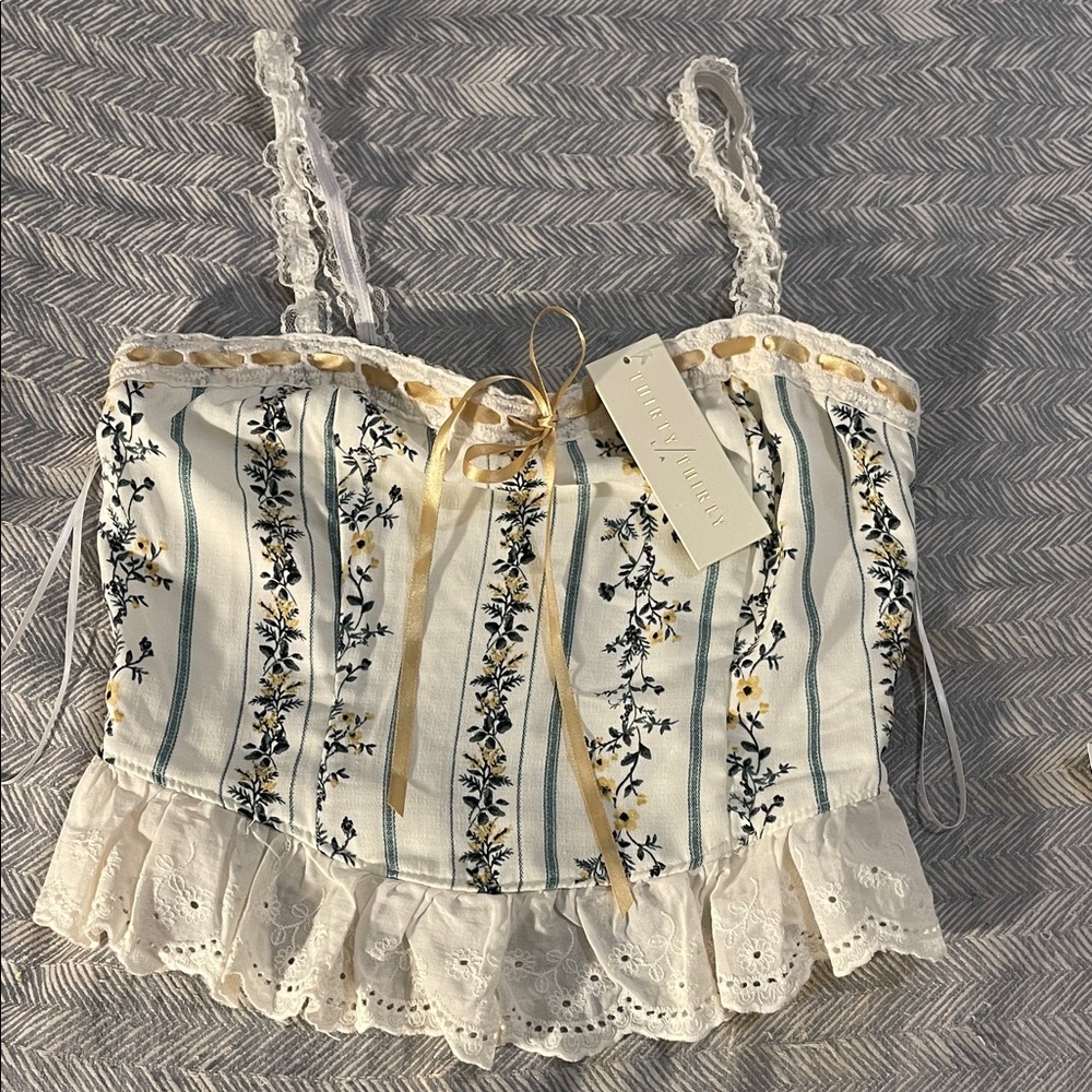 Floral Lace Trim Camisole by Kimchi Blue